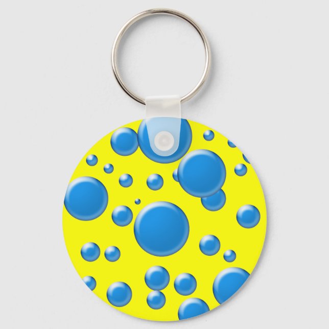 Porte-clés Bleu arrondi sur jaune (Recto)