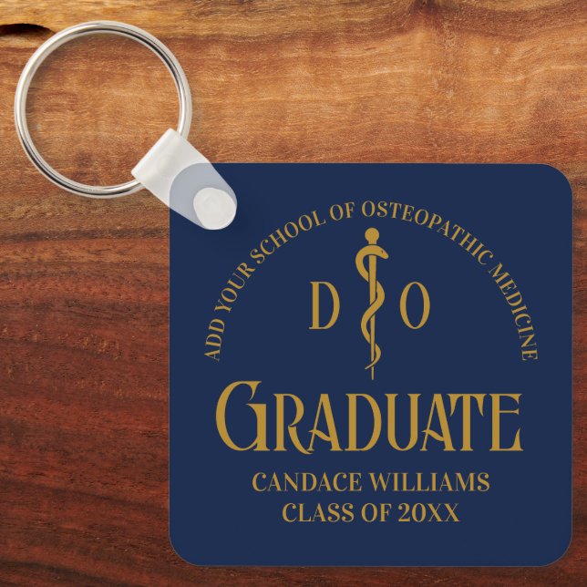 Porte-clés Bleu bleu Ostéopathie Médicale de l'école (Recto)