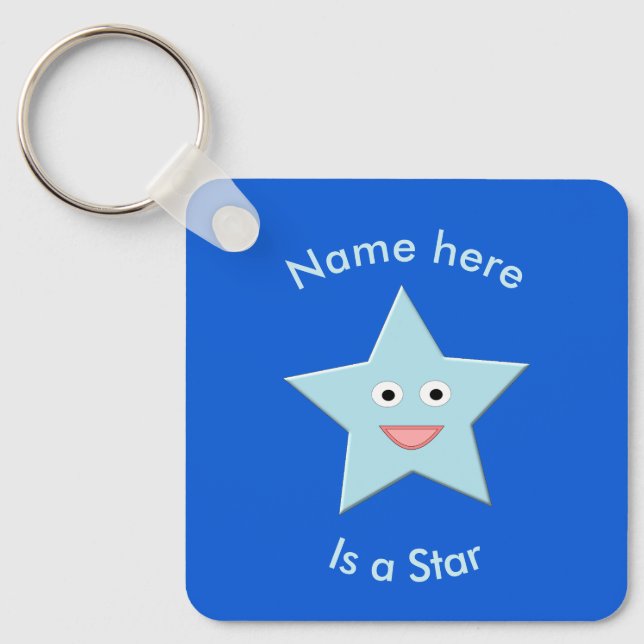 Porte-clés Bleu clair Star de célébration Personnalisé (Recto)