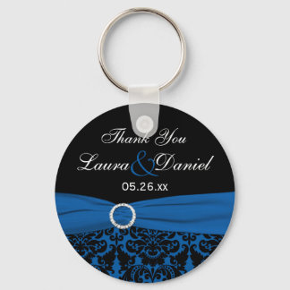 Porte-clés Bleu Cobalt, Mariage damassé Noir Favoriser Porte 