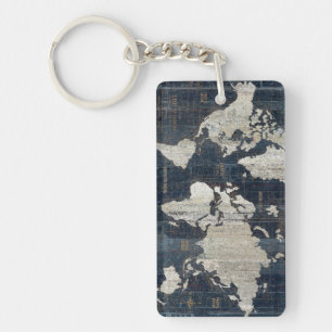 Porte-clés Bleu de carte de Vieux Monde