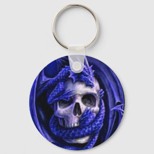 Porte-clés bleu-dragon-crâne