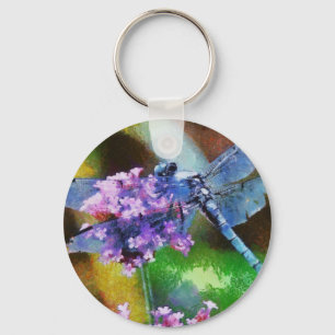 Porte-clés Bleu dragonfly sur Garlic Dot Art sauvage
