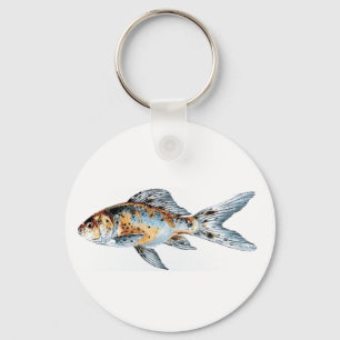 Porte-clés Bleu et orange Shubunkin Goldfish Fine Art