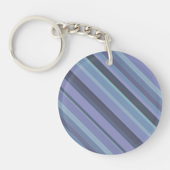 Porte-clés Bleu-gris bandes diagonales (Devant)