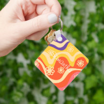 Bleu, Jaune, Orange, Rose Floral Abstrait