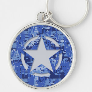 Porte-clés Bleu marine de décalque d'étiquette d'étoile Ca