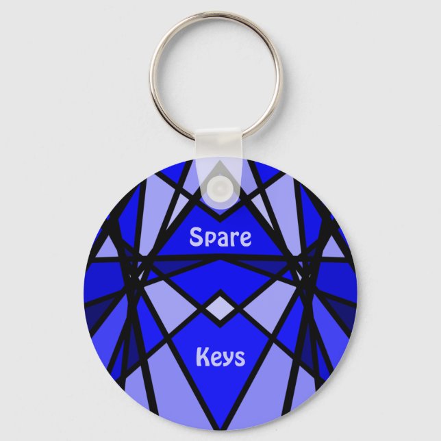Porte-clés Bleu moderne vitrail (Recto)
