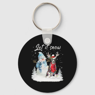 Porte-clés Bleu Nez Pitbull Père Noël Chien Noël Snowman Noël
