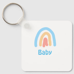 Porte-clés bleu orange arc-en-ciel bébé ajouter nom texte