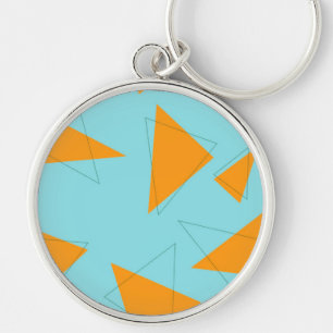 Porte-clés Bleu, orange, cool, tendance, moderne triangle mot