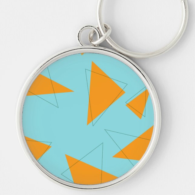 Porte-clés Bleu, orange, cool, tendance, moderne triangle mot (Devant)
