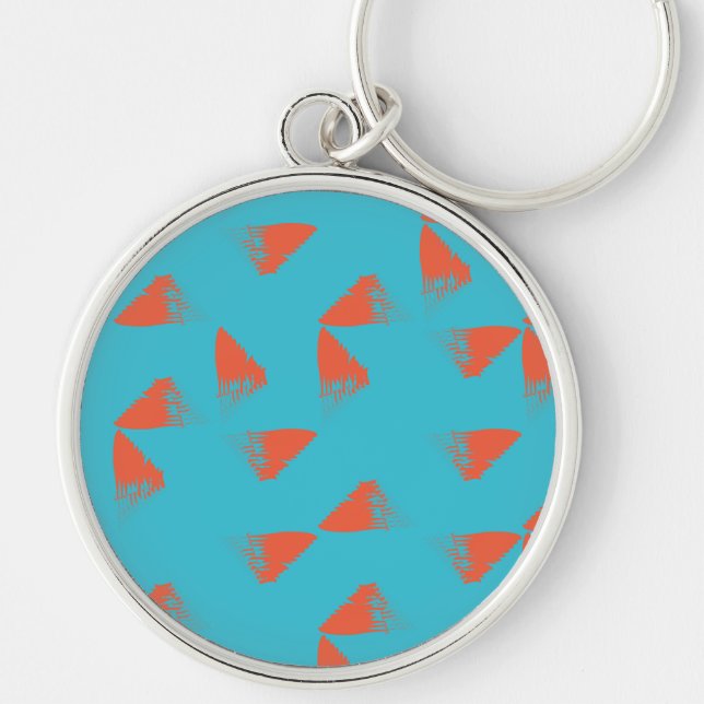 Porte-clés Bleu, orange, dynamique, motif géométrique tendanc (Devant)