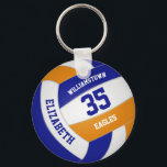 Porte-clés bleu orange équipe de sports couleurs filles volle<br><div class="desc">Ce porte - clé sportif de volley-ball pour filles ou garçons dispose d'un volley-ball bleu, orange et blanc réaliste sur lequel vous pouvez customiser le nom du joueur et le numéro de maillot ainsi que le nom de l'école ou du club et le nom de la mascotte dans une police...</div>