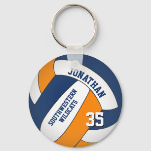 Porte-clés bleu orange nom w équipe couleurs volley-ball