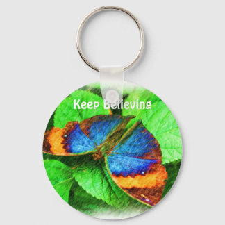 Porte-clés Bleu papillon croire Porte - clé inspirant