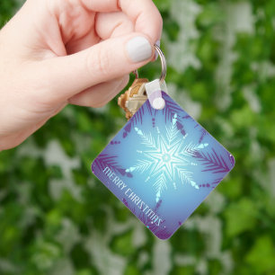 Porte-clés Bleu Parties scintillant Étoile de neige Flakes
