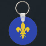 Porte-clés Bleu Roi avec Fleur de Lys Or<br><div class="desc">La Fleur de Lys est considérée comme un porte-bonheur : ce porte-clés bleu roi avec Fleur de Lys couleur or pourrait faire un joli cadeau!</div>