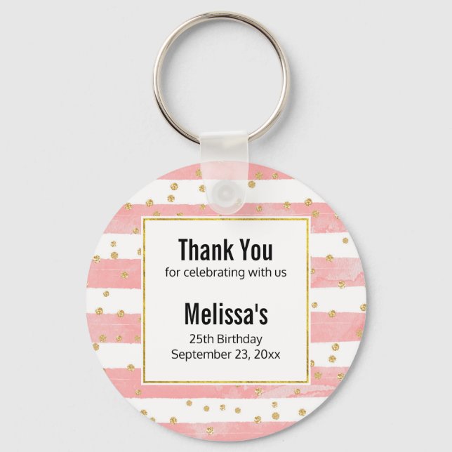Porte-clés Bleu rose | Faux Gold Confetti Merci (Recto)