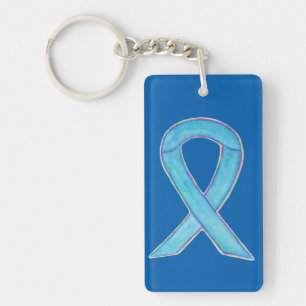 Porte-clés Bleu Sensibilisation Ruban Porte - clé d'art perso