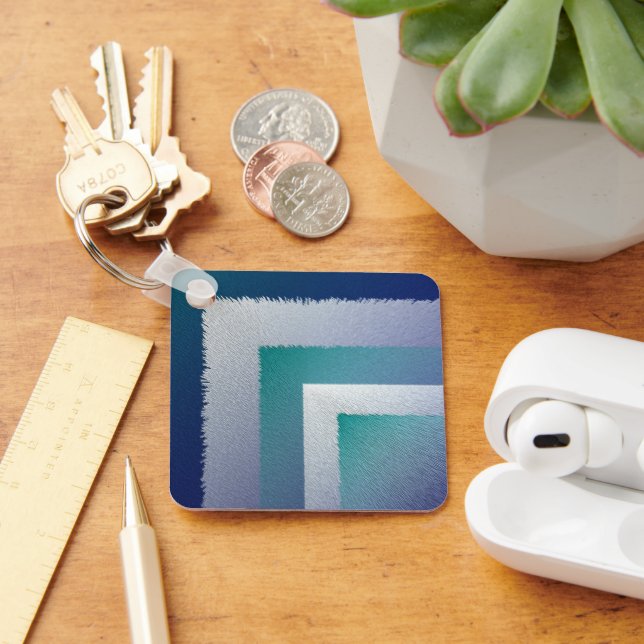 Porte-clés bleu turquoise gris ex pastel (Bureau)