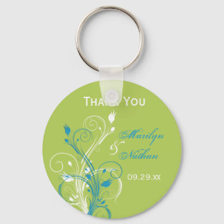 Porte-clés Bleu Vert Blanc Floral Mariage Favoriser Porte - c
