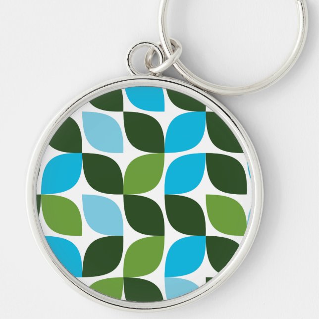 Porte-clés Bleu, vert, cool, tendance, nature moderne abstrai (Devant)