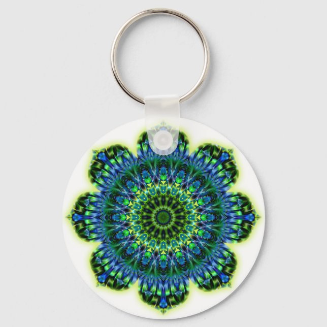 Porte-clés bleu vert mandala (Recto)