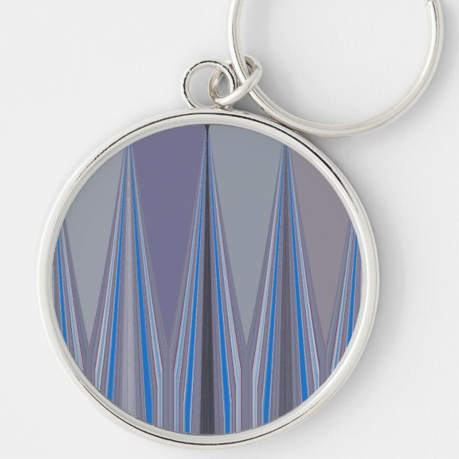 Porte-clés Bleu, violet, gris Chevron Art Imprimer (Devant)