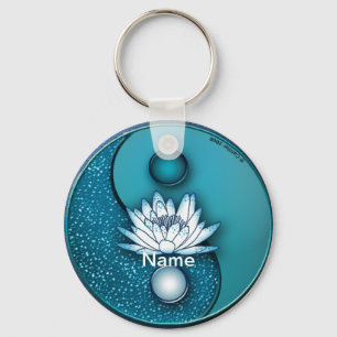 Porte-clés Bleu Yin Yang Lotus