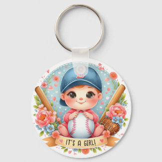 Porte-clés Bliss de baseball Baby Girl Faire-part Floral Baby