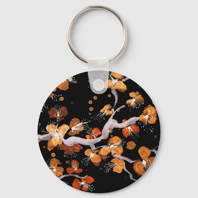 Porte-clés Blossements orange en noir (Recto)