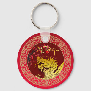 Porte-clés Blossom Chinese Dragon année papier coupé Monogram
