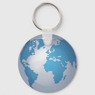Porte-clés Blue and Grey Globe
