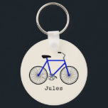 Porte-clés Blue Bicycle Keychain<br><div class="desc">A keychain featuring an illustration of a blue bicycle.  Personalize with your name under bike.</div>