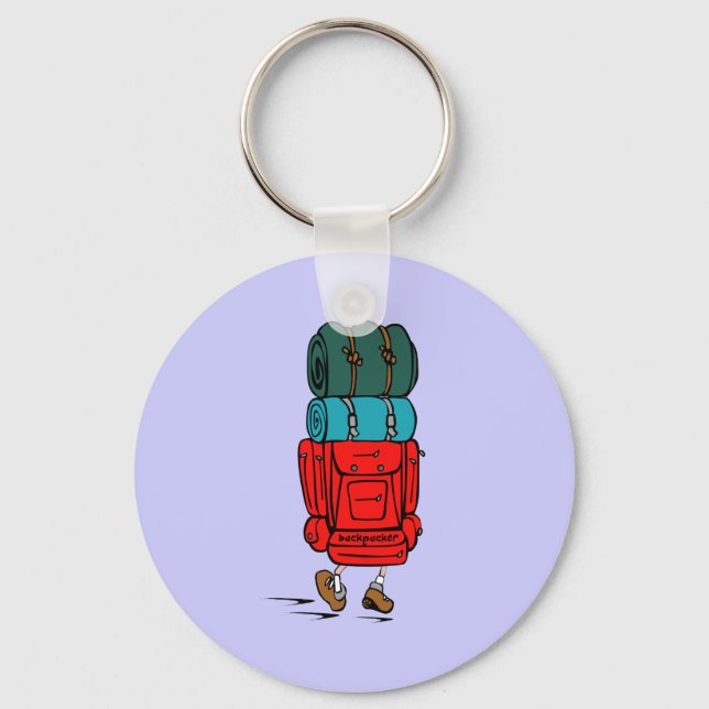 Porte-clés Blue Cartoon Backpacker Hiker (Recto)