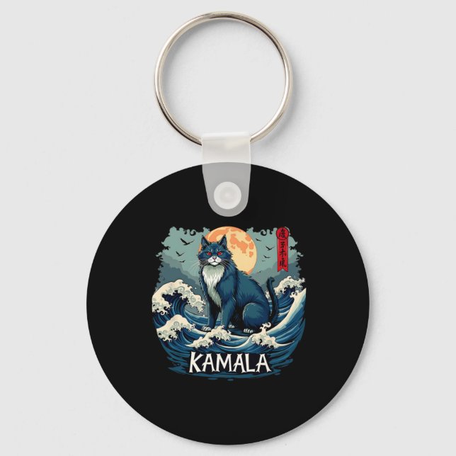 Porte-clés Blue Cats Wave For Kamala Funny (Recto)