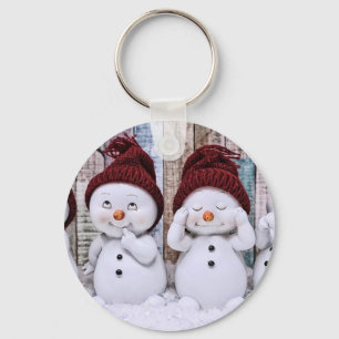 Porte-clés Blue Christmas mignon Snowman