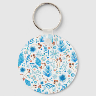 Porte-clés Blue Christmas Pattern