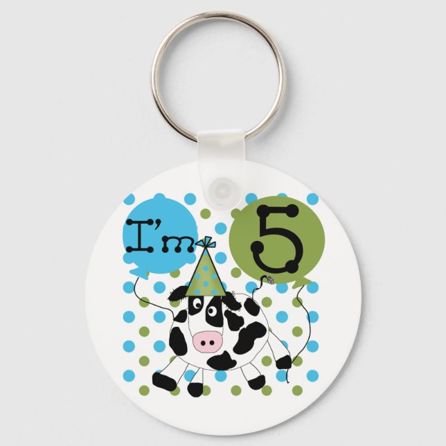 Porte-clés Blue Cow 5th Birthday Tshirts et cadeaux (Recto)