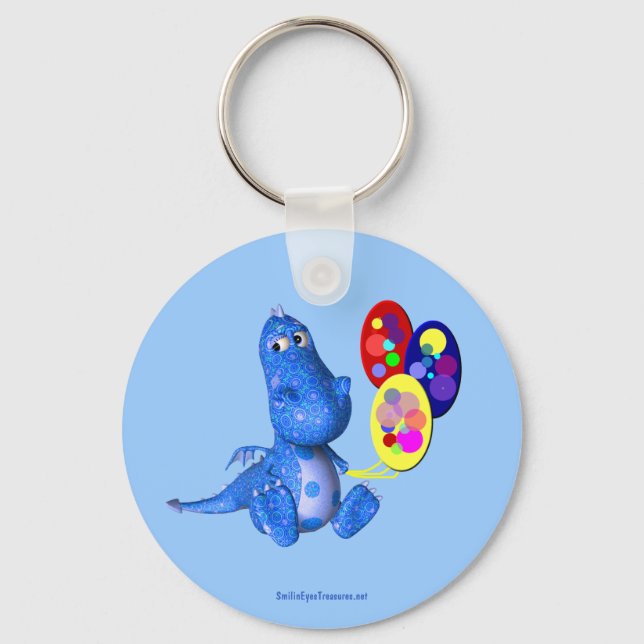 Porte-clés Blue Dragon And Balloons Cute Keychain (Recto)
