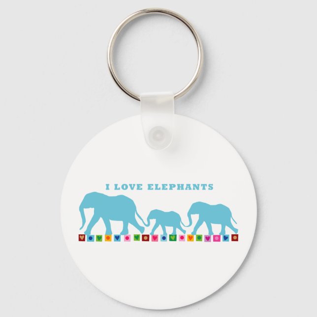 Porte-clés Blue Elephants Walking (Recto)