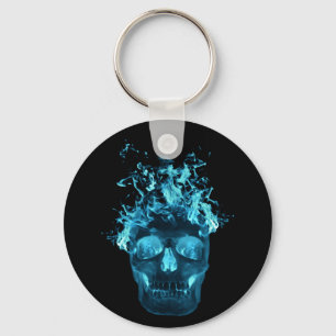 Porte-clés Blue Flaming Skull Key Chain