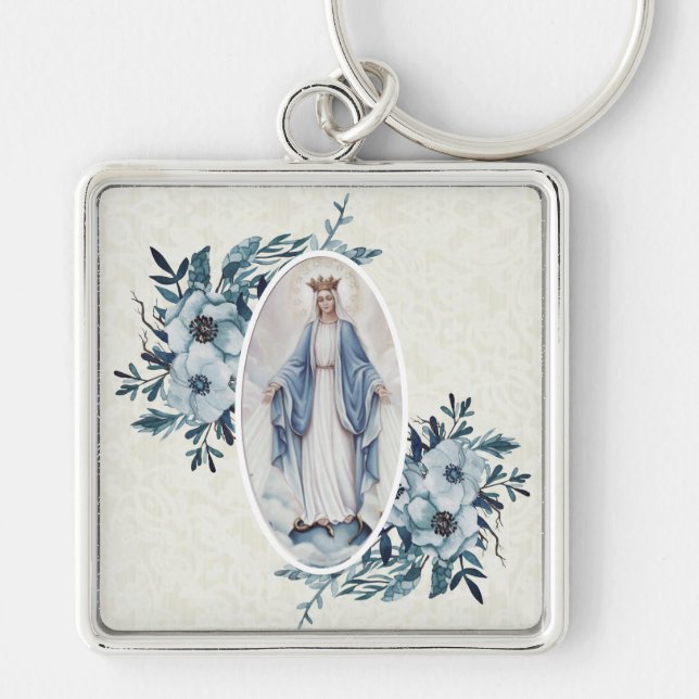 Porte-clés Blue Floral |Madonna | Virgin Mary | Lace (Devant)