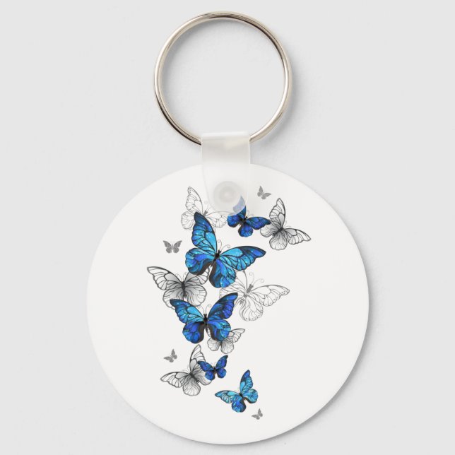 Porte-clés Blue Flying Butterflies Morpho (Recto)