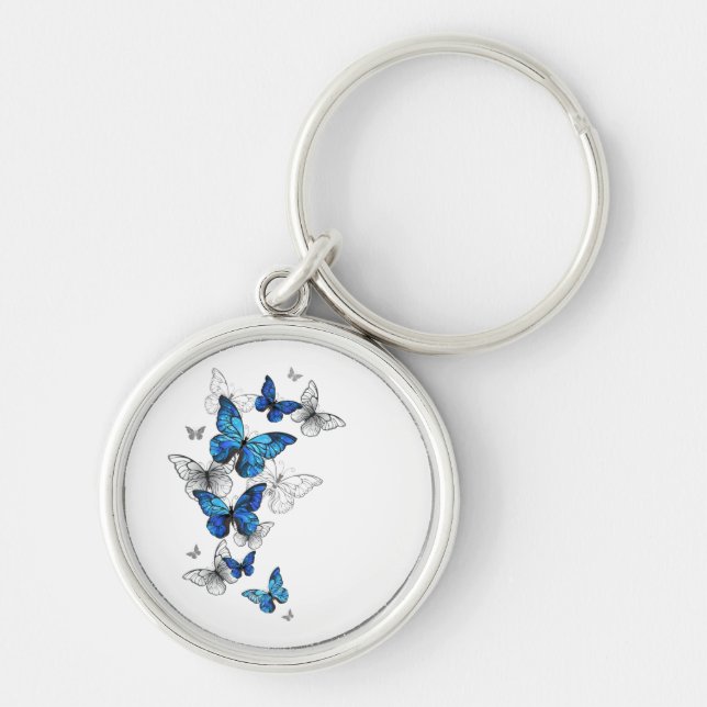 Porte-clés Blue Flying Butterflies Morpho (Devant)