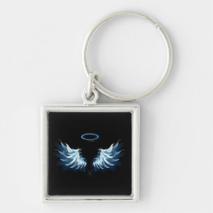 Porte-clés Blue Glowing Angel Wings on black background