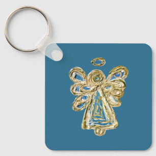Porte-clés Blue Guardian Angel Art Porte - clé personnalisé