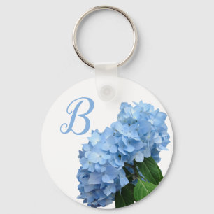 Porte-clés Blue Heaven Hydrangea Monogram Initial Keychain
