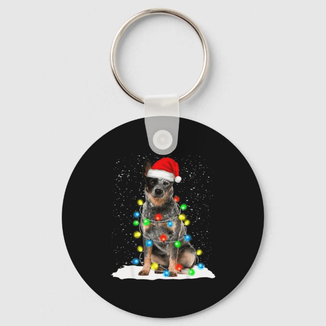 Porte-clés Blue Heeler Christmas Light Funny Gift For Dog Lov (Recto)